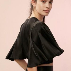 Satiny black crop top